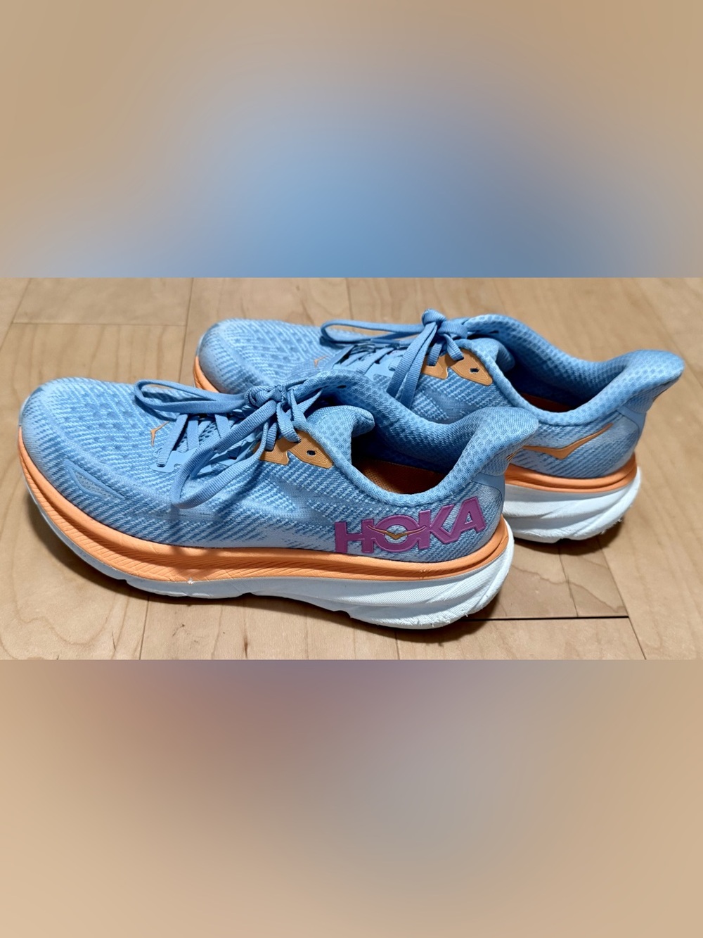 HOKA Clifton 9 Running Walking Shoes Sneakers Airy Blue Ice Water Women’s 7.5 B